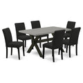 7 Piece Dining Set with 36x60 Inch Table and 6 Black Chairs Q74709