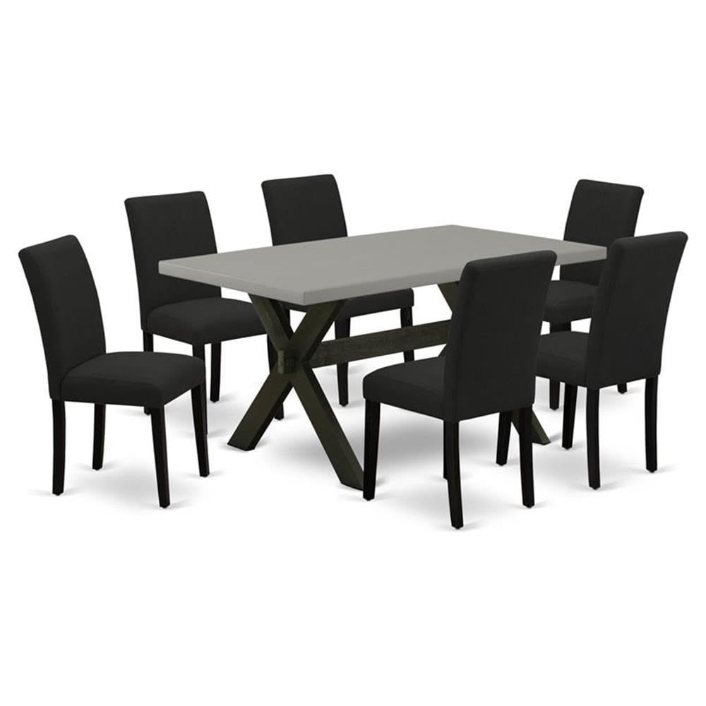 7 Piece Dining Set with 36x60 Inch Table and 6 Black Chairs Q74709
