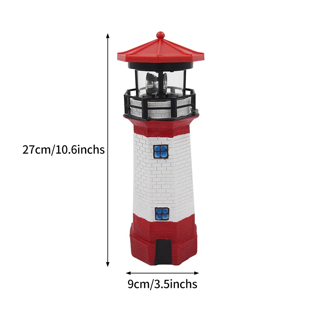 Solar Lighthouse Garden Statue with Rotating Lamp P9648