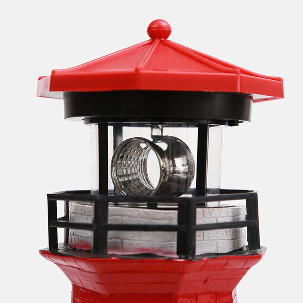 Solar Lighthouse Garden Statue with Rotating Lamp P9648
