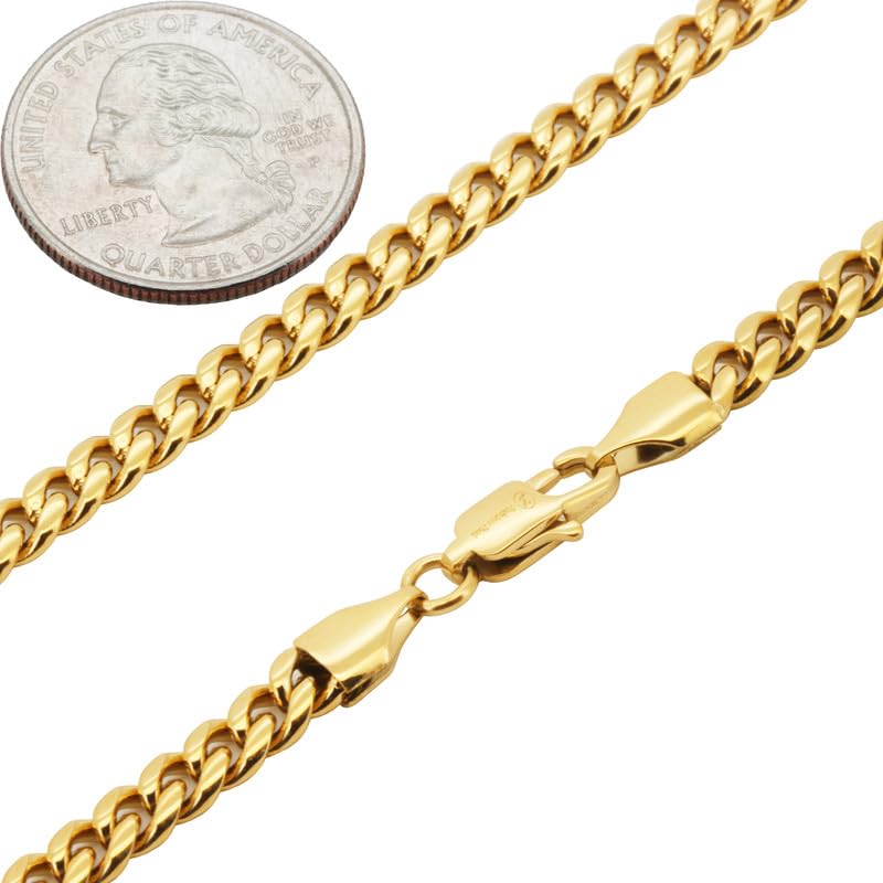 316L Stainless Steel 18k Yellow Gold Plated Cuban Link Chain Necklace Bracelet H2939