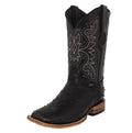 Black Ostrich Quill Print Leather Square Toe Cowboy Boots F321250