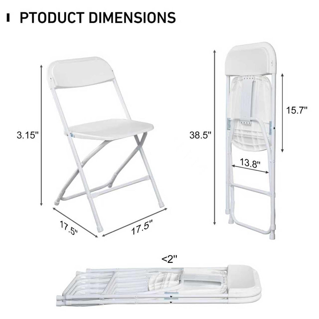 10 Pack White Folding Chairs 350LBS Capacity Steel A14292