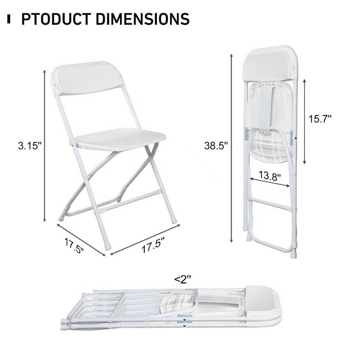10 Pack White Folding Chairs 350LBS Capacity Steel A14292