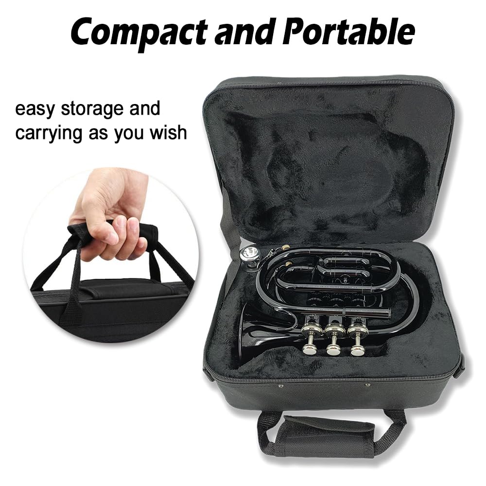 Brass B Flat Nickel Plated Pocket Trumpet with 7C Mouthpiece B7021