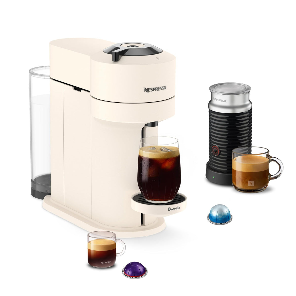 White Coffee Machine with Milk Frother K877