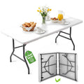 6ft White Folding Table with Carrying Handle U821960