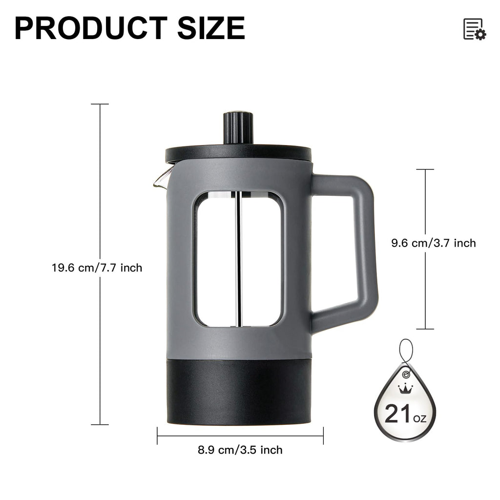 21 oz Heat-resistant Borosilicate Glass French Press Coffee Maker H259