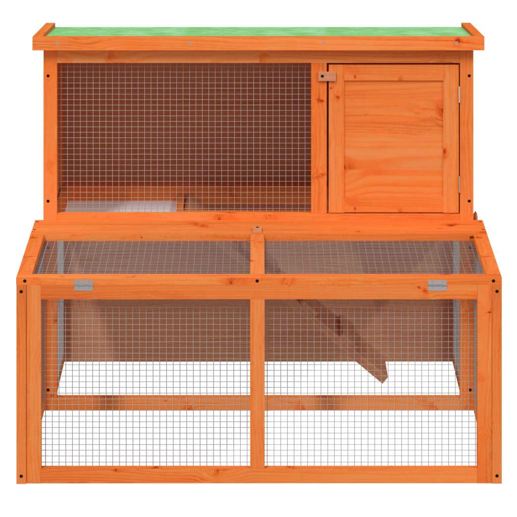 2-Tier Wooden Rabbit Hutch with Run J172