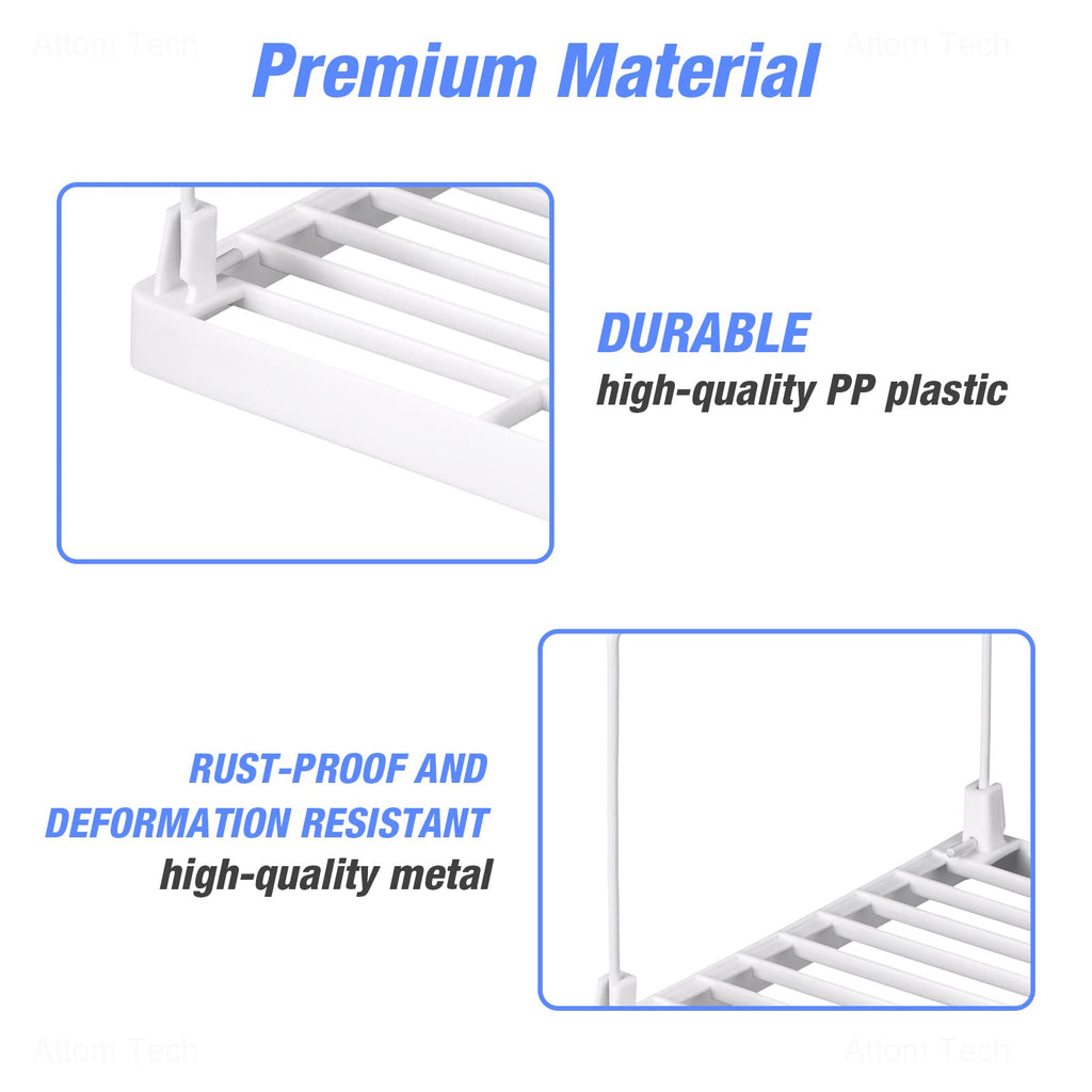 4-Pack Stackable Plastic Kitchen Storage Shelf Foldable Rack White R2551