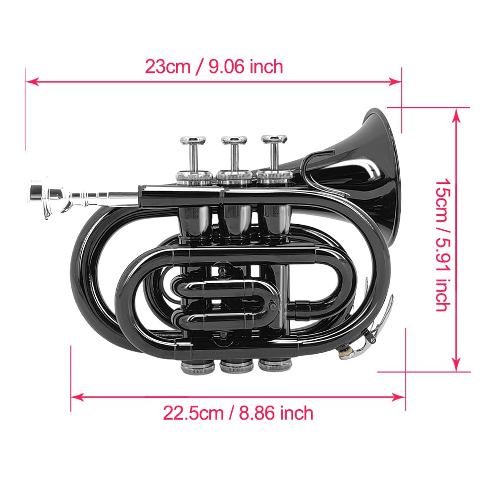 Brass B Flat Nickel Plated Pocket Trumpet with 7C Mouthpiece B7021