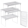 4-Pack Stackable Plastic Kitchen Storage Shelf Foldable Rack White R2551