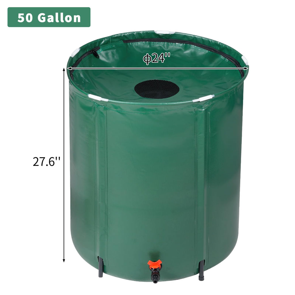 50 Gallon Portable Folding Rain Barrel with Spigots Q706343