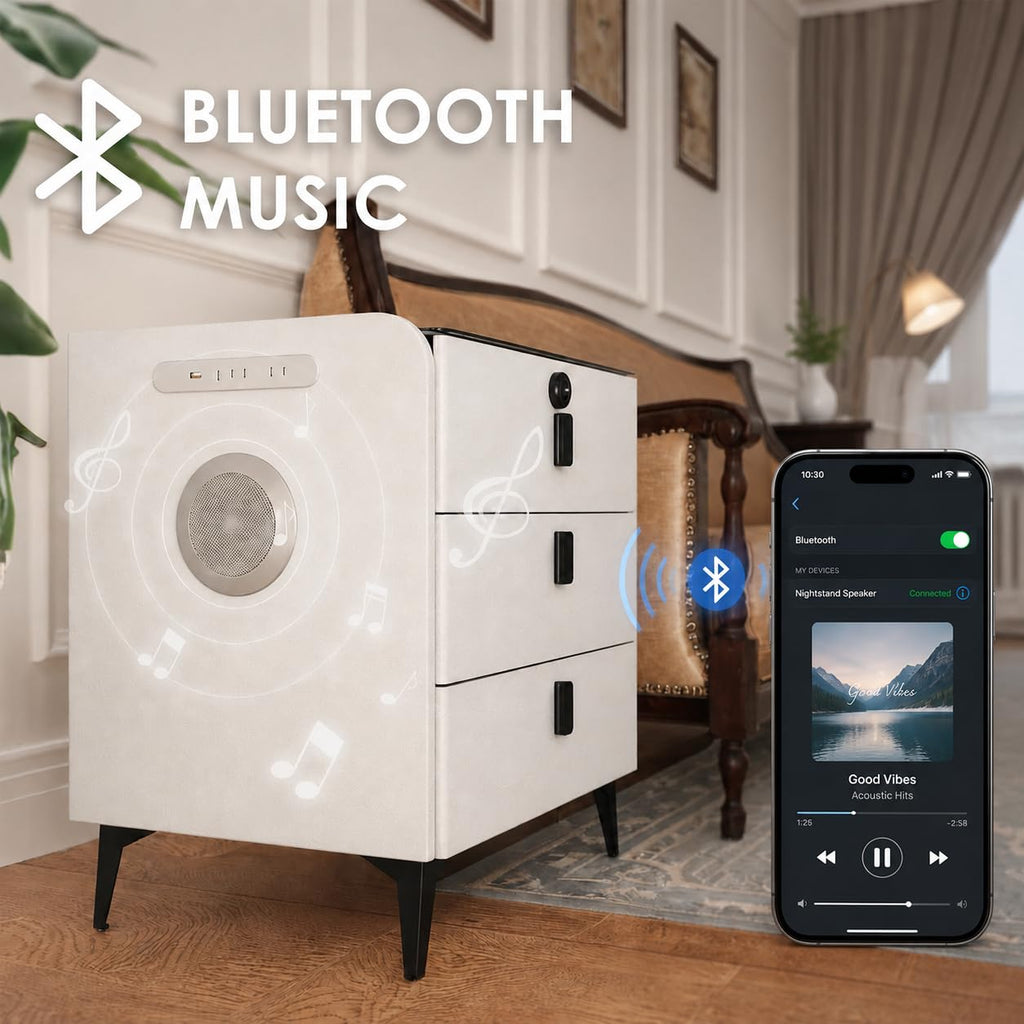 Wireless Charging Nightstand with Fingerprint Lock L1765