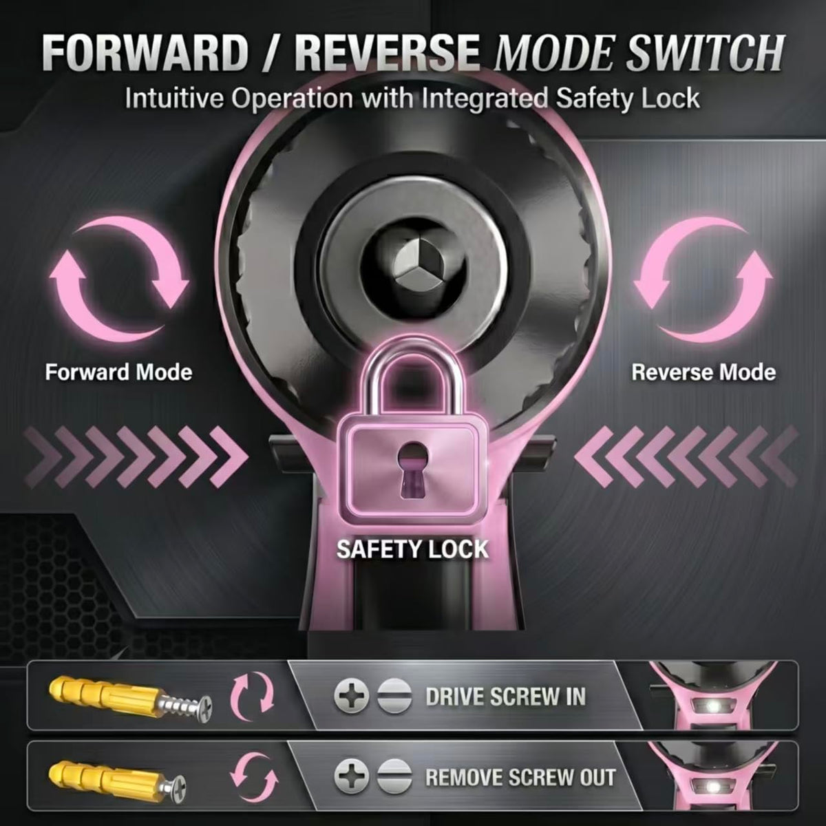 12V Cordless Drill Set with Battery & Charger, 180 In-lbs Torque, 3/8" Keyless Chuck, Pink C52441