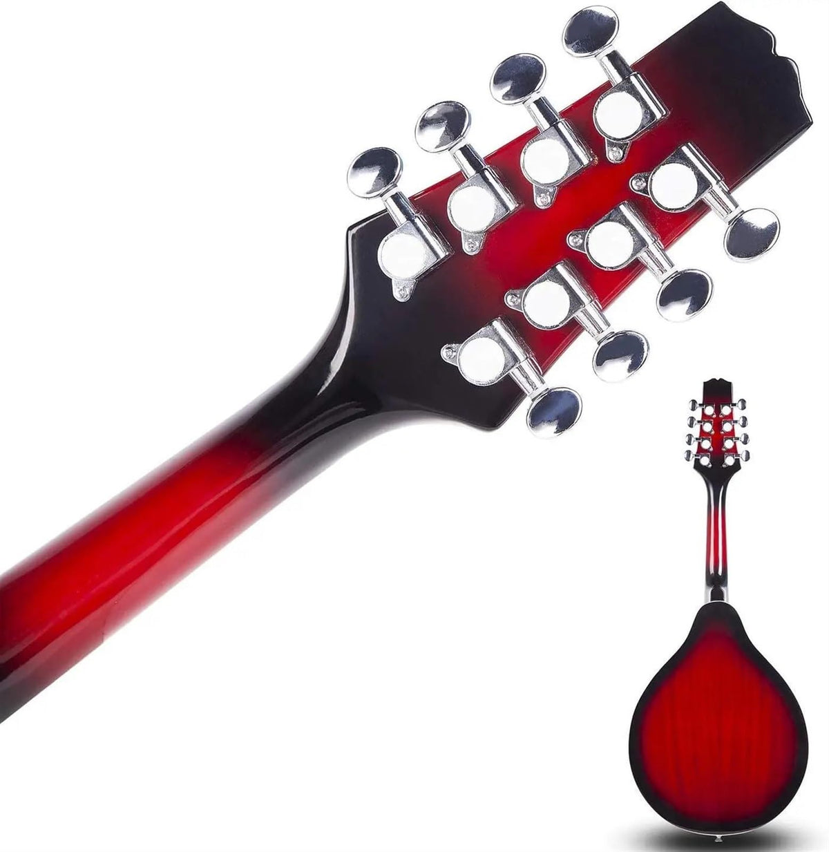 Red Sunburst Mahogany Wood Acoustic Electric Mandolin W6391