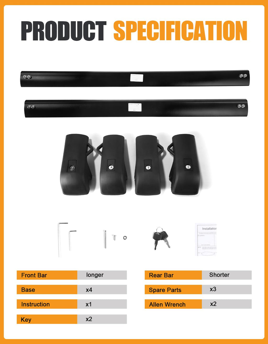 300lb Roof Rack Cross Bars Y833