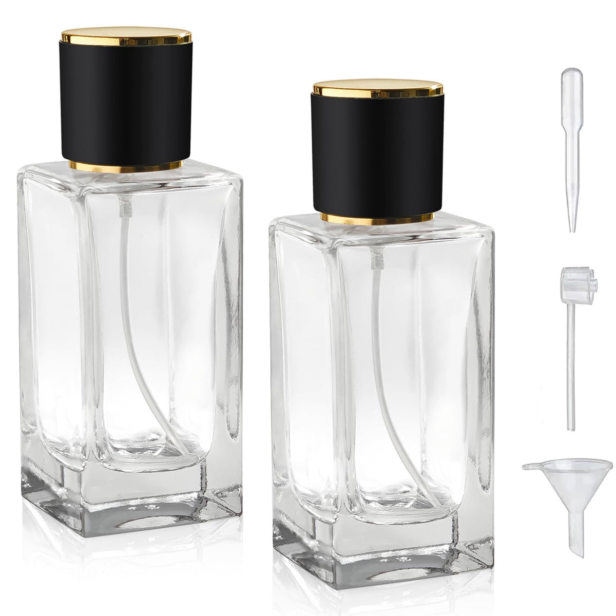 2 Pack 50ml Glass Spray Perfume Bottle Atomizer W1483