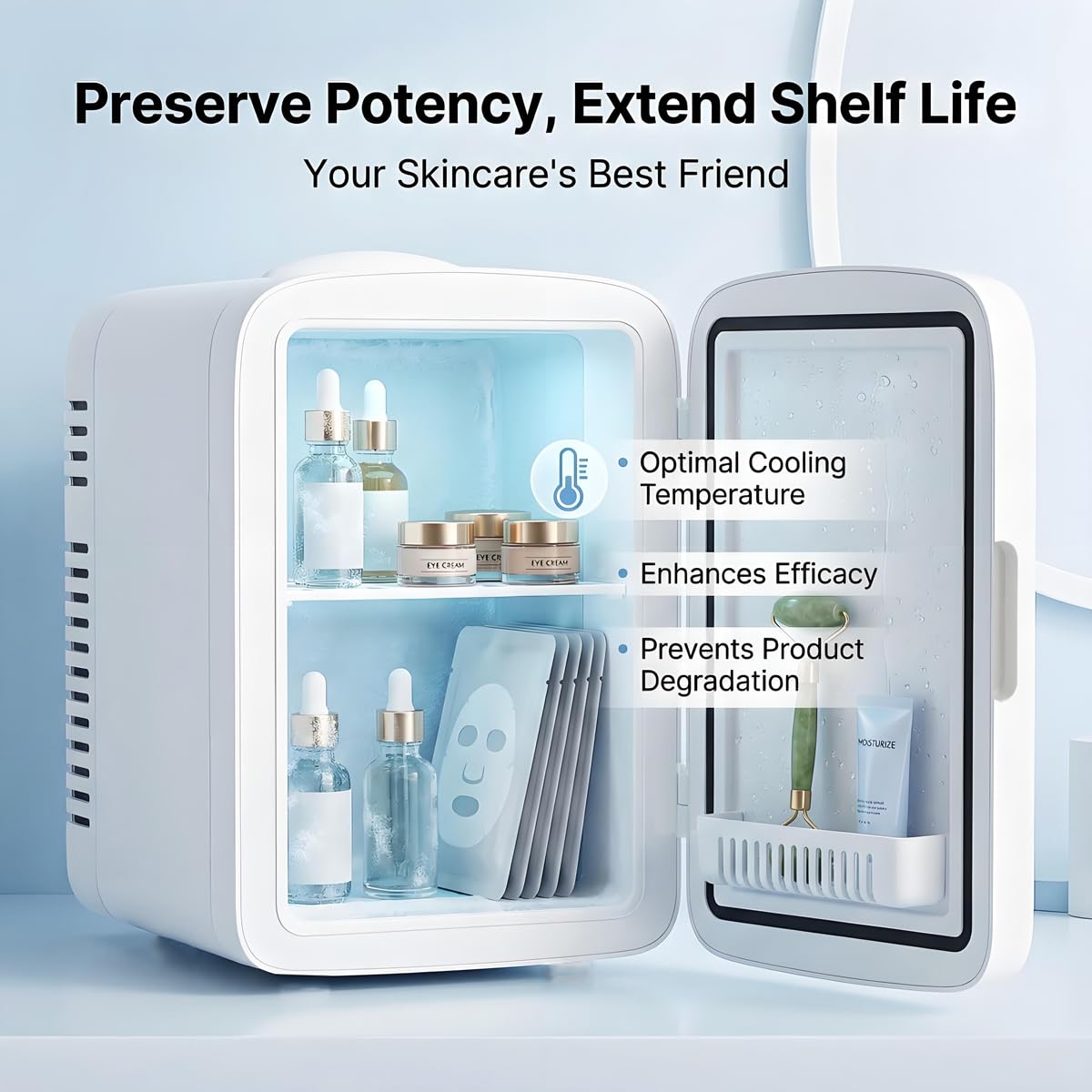 4L Mini Skincare Refrigerator with Dimmable LED Mirror T75753