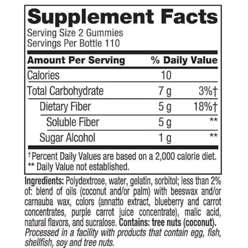 Sugar Free Peach Raspberry BlackBerry Fiber Gummies 220 Count 2 Pack D66105