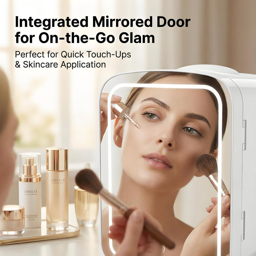 4L Mini Skincare Refrigerator with Dimmable LED Mirror T75753
