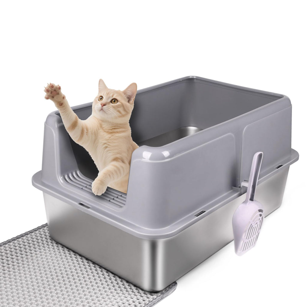 XL Stainless Steel Cat Litter Box with Lid M6003