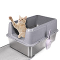 XL Stainless Steel Cat Litter Box with Lid M6003