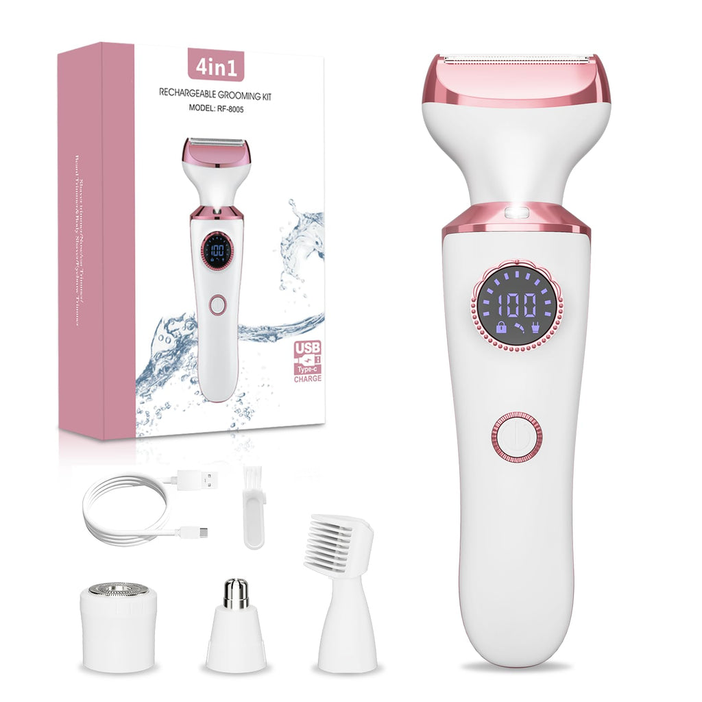 Electric Razor for Women, 4-in-1 Bikini Trimmer & Body Shaver, Rechargeable Wet/Dry L203