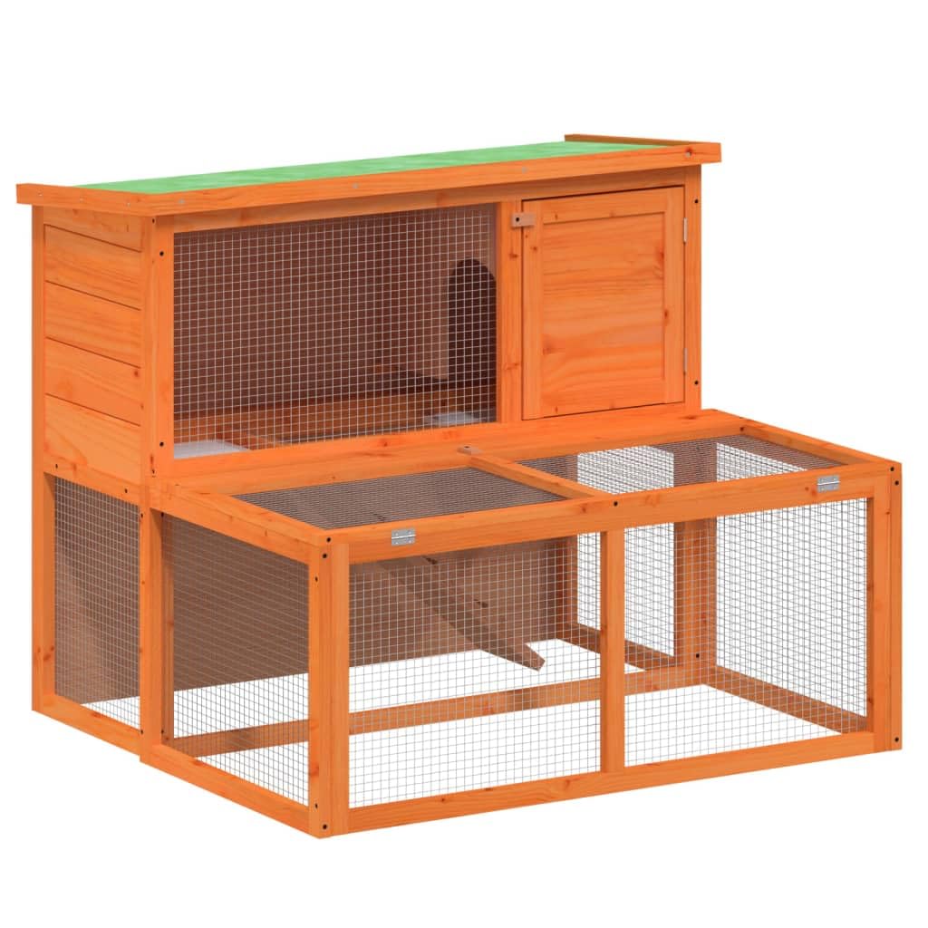 2-Tier Wooden Rabbit Hutch with Run J172