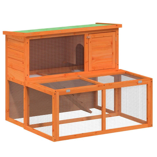 2-Tier Wooden Rabbit Hutch with Run J172
