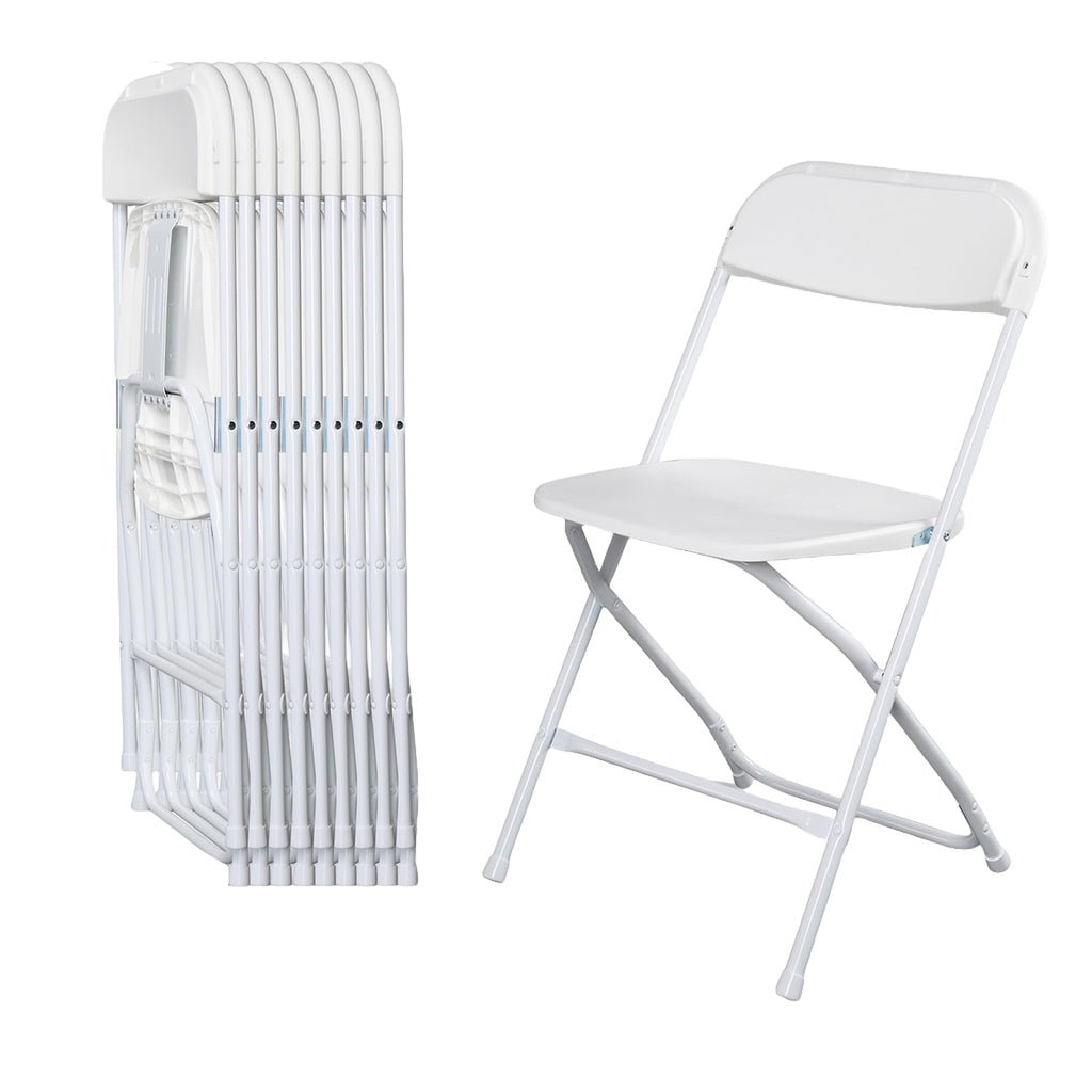 10 Pack White Folding Chairs 350LBS Capacity Steel A14292