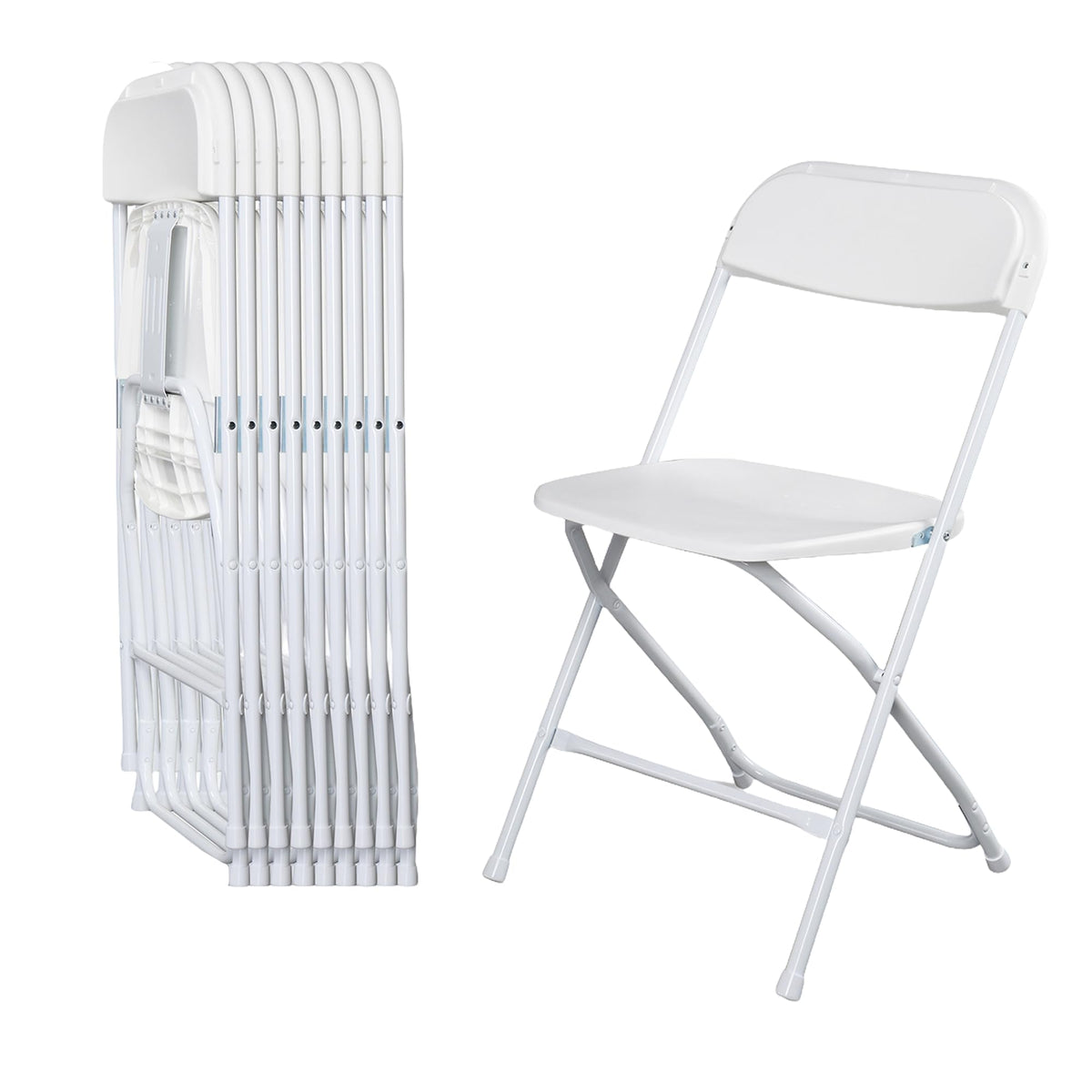 10 Pack White Folding Chairs 350LBS Capacity Steel A14292