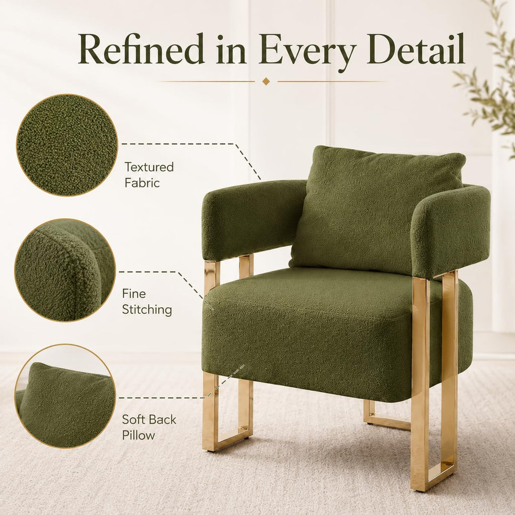 Green Teddy Accent Chair Set of 2 Upholstered Arm Chair W7548