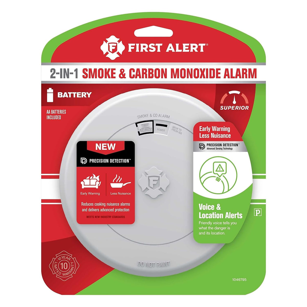 Battery-Powered Photoelectric Smoke and Carbon Monoxide Detector O49450