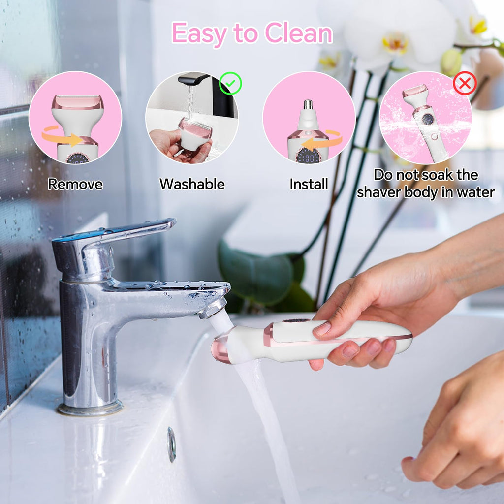 Electric Razor for Women, 4-in-1 Bikini Trimmer & Body Shaver, Rechargeable Wet/Dry L203