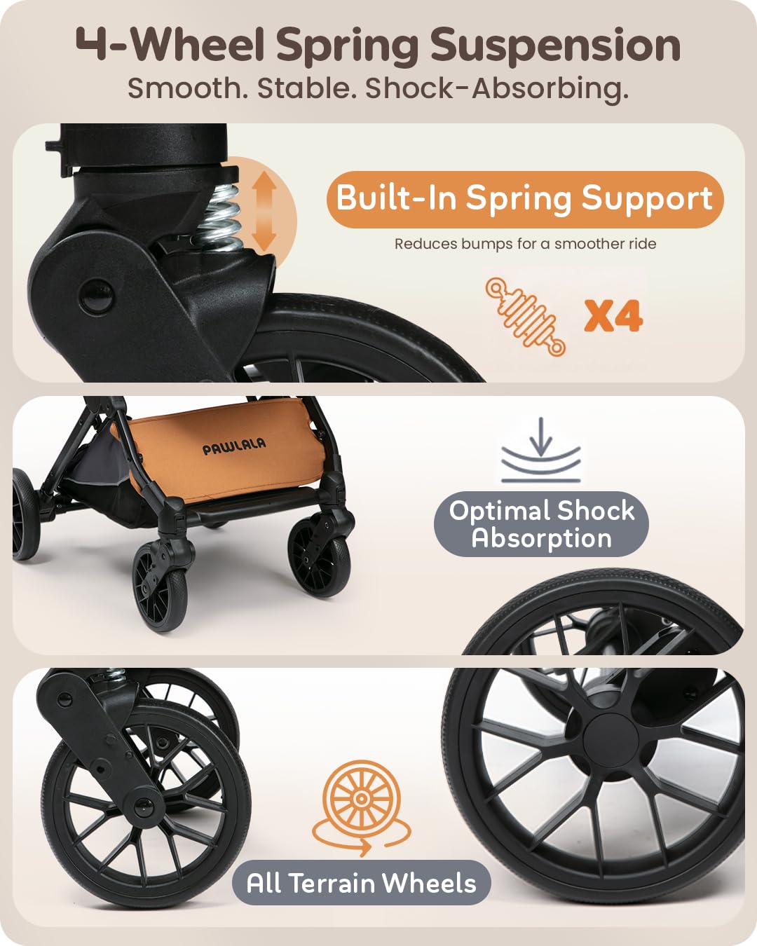 Foldable Pet Stroller with Detachable Carrier, Midnight Black Q933