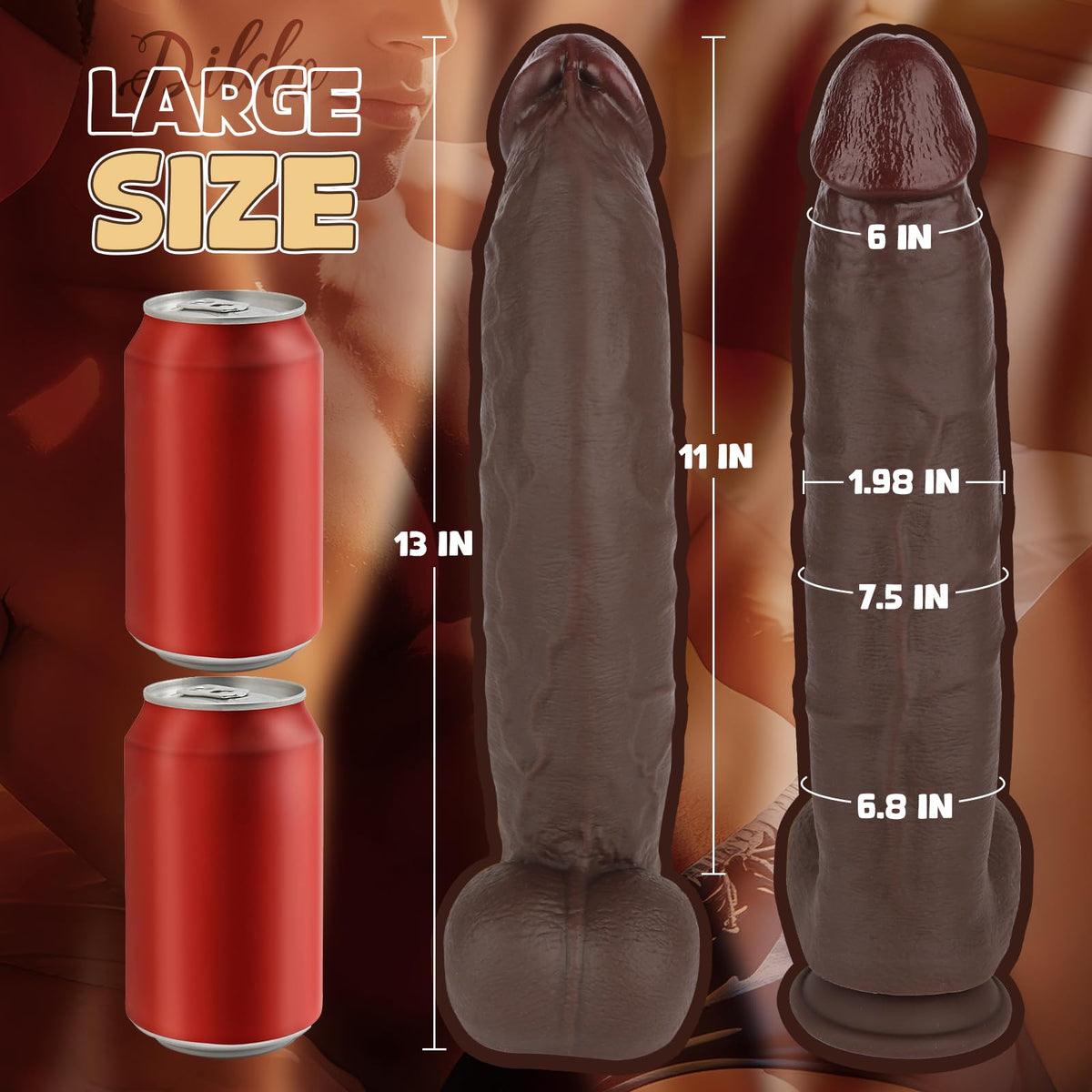 13 Inch Black Silicone Dildo with Suction Cup R32516