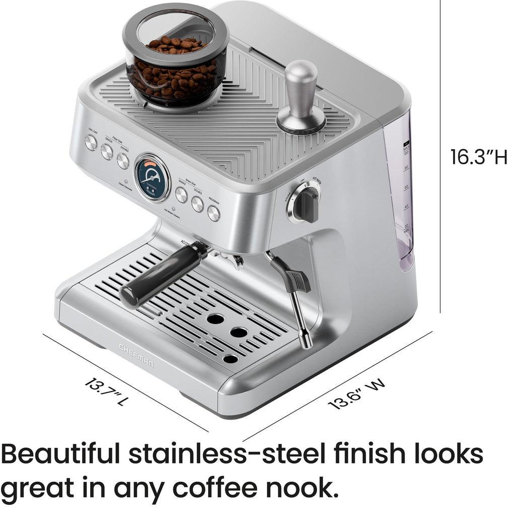 15 Bar Espresso Machine with Milk Frother and Coffee Grinder J654682