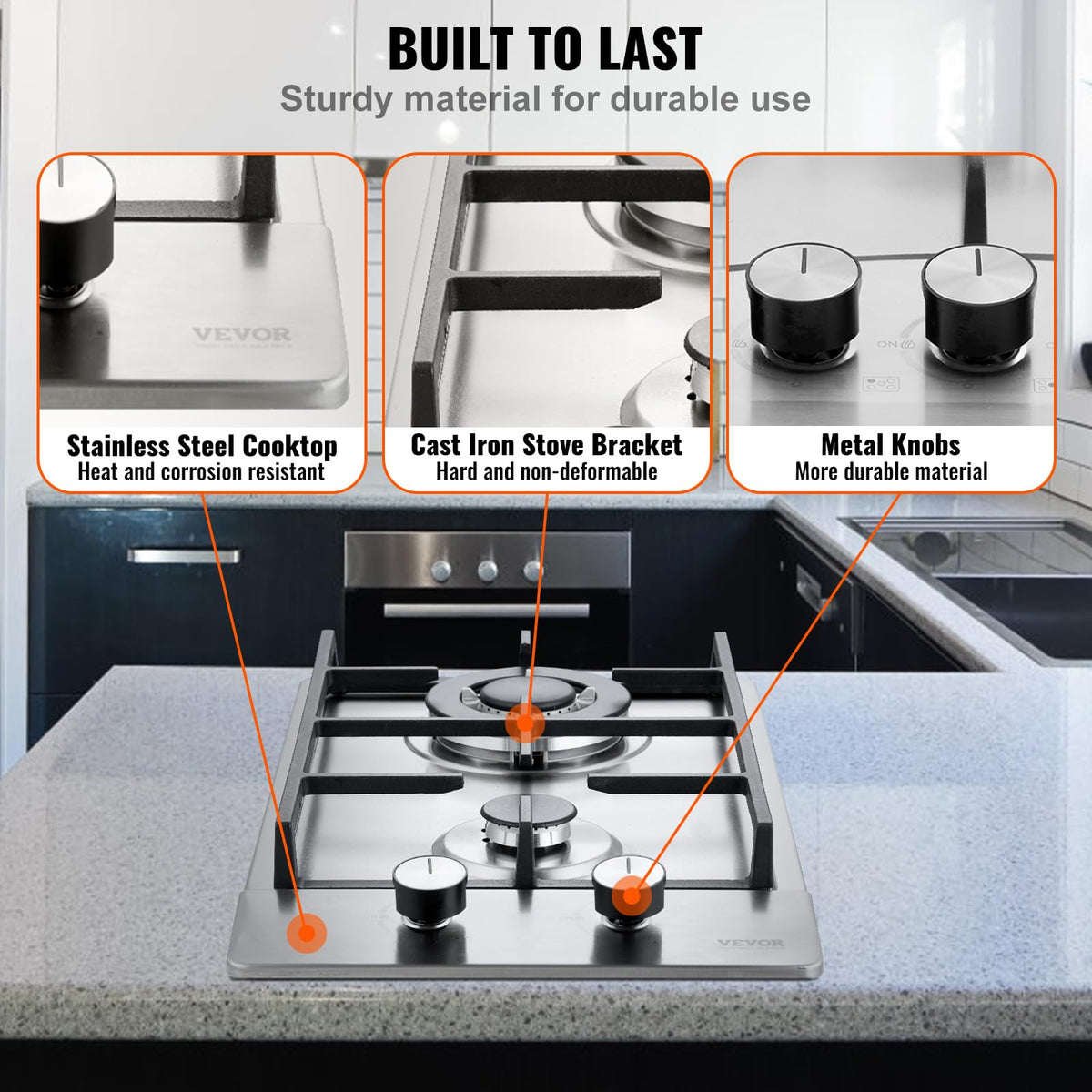 12 inch 2 Burners Stainless Steel Gas Cooktop V8754