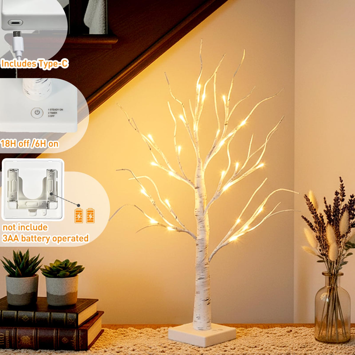 Lighted Birch Tree with Lights E269113