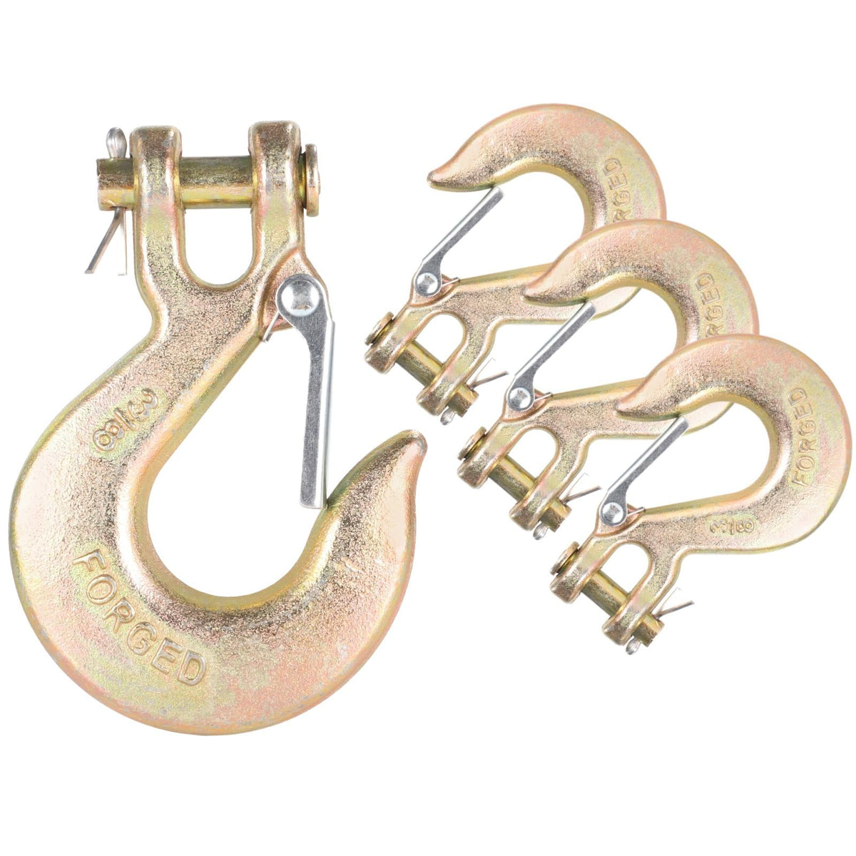 4 Pack 3/8-Inch Grade 70 Steel Clevis Slip Hooks with Safety Latch R89760