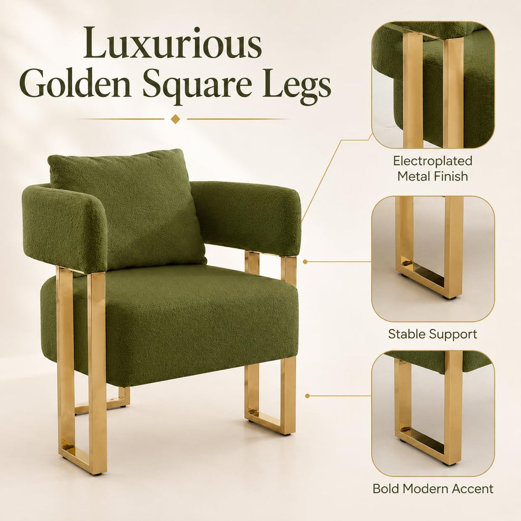 Green Teddy Accent Chair Set of 2 Upholstered Arm Chair W7548