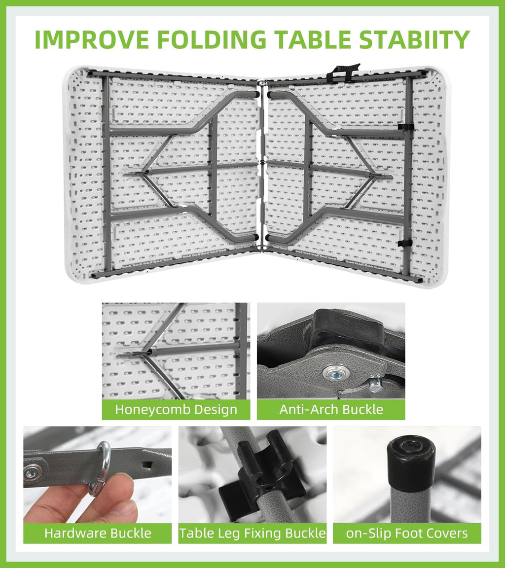 6ft White Folding Table with Carrying Handle U821960