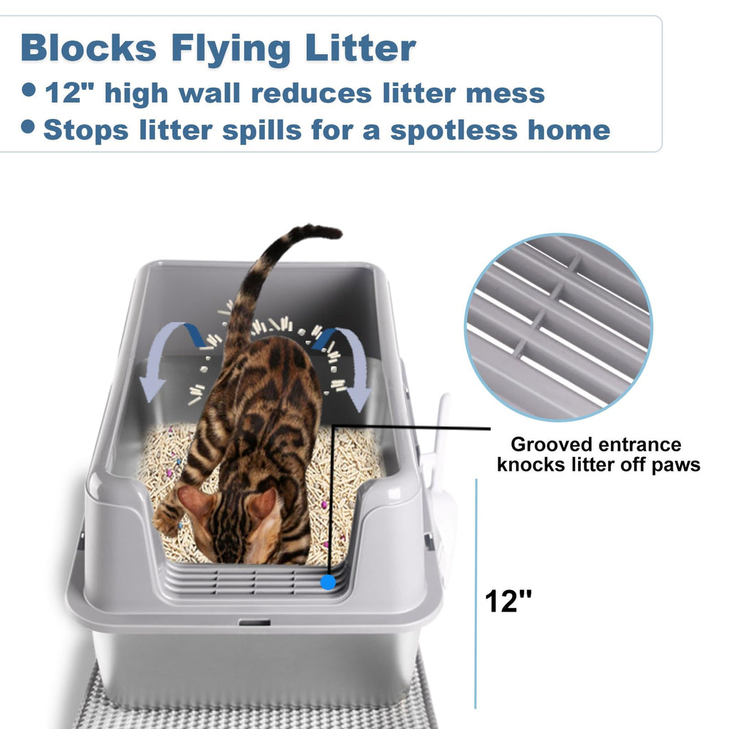 XL Stainless Steel Cat Litter Box with Lid M6003