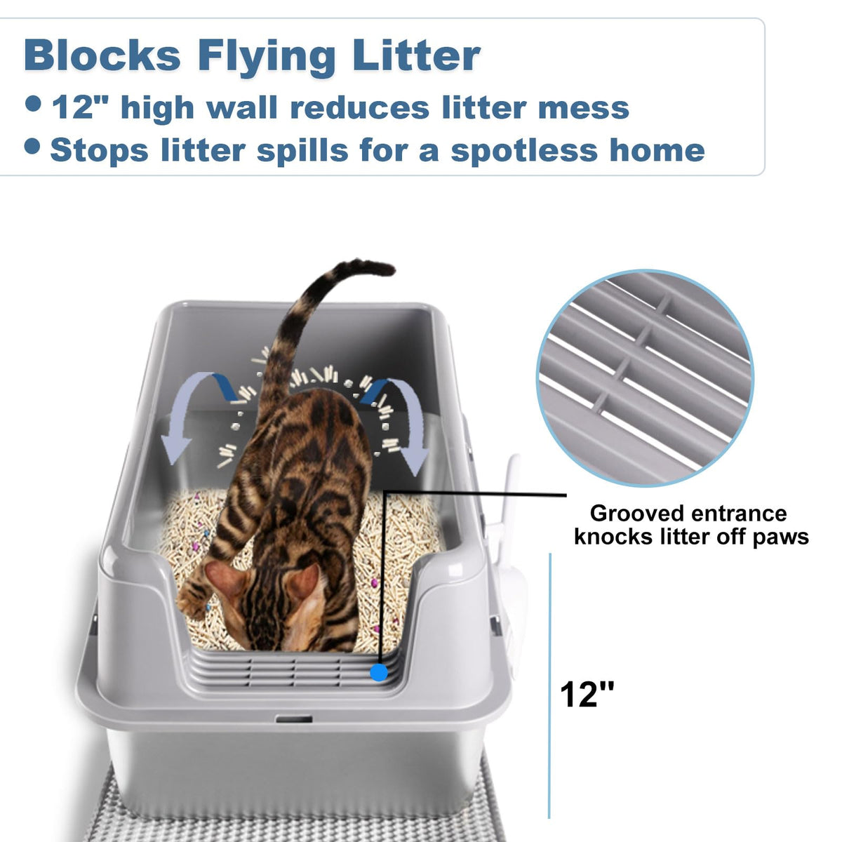 XL Stainless Steel Cat Litter Box with Lid M6003
