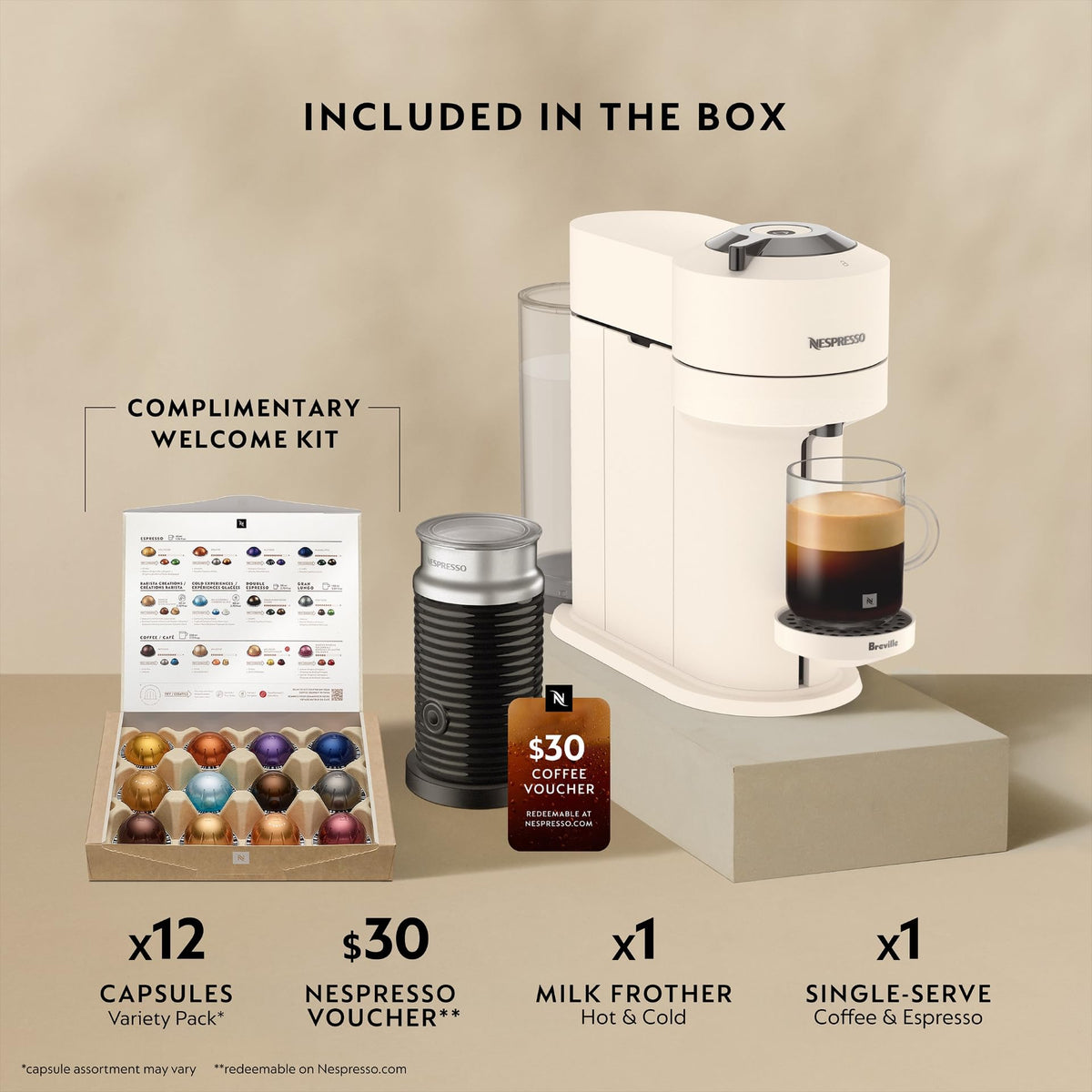 White Coffee Machine with Milk Frother K877
