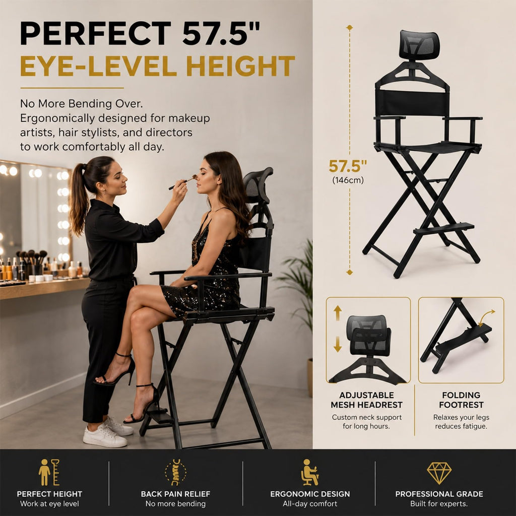 Extra Tall Height Adjustable Folding Makeup Artist Chair S996
