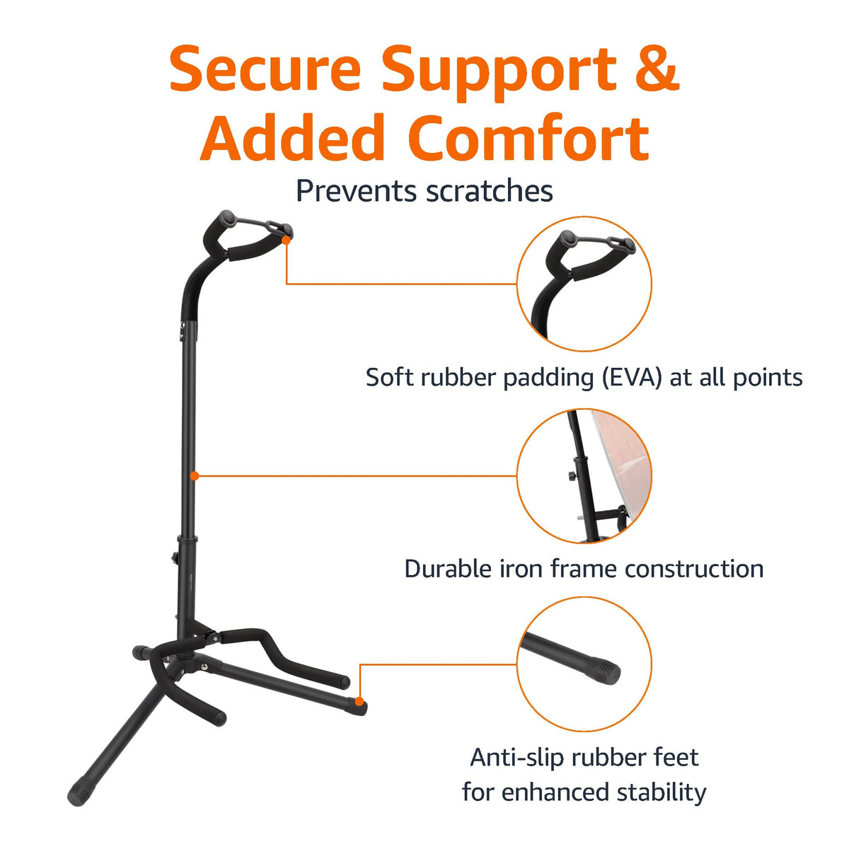Black Height Adjustable Foldable Guitar Stand P173