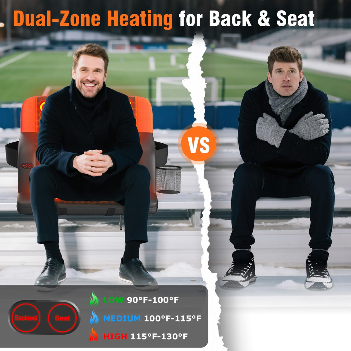 Heated Stadium Seat with Back Support Y3056
