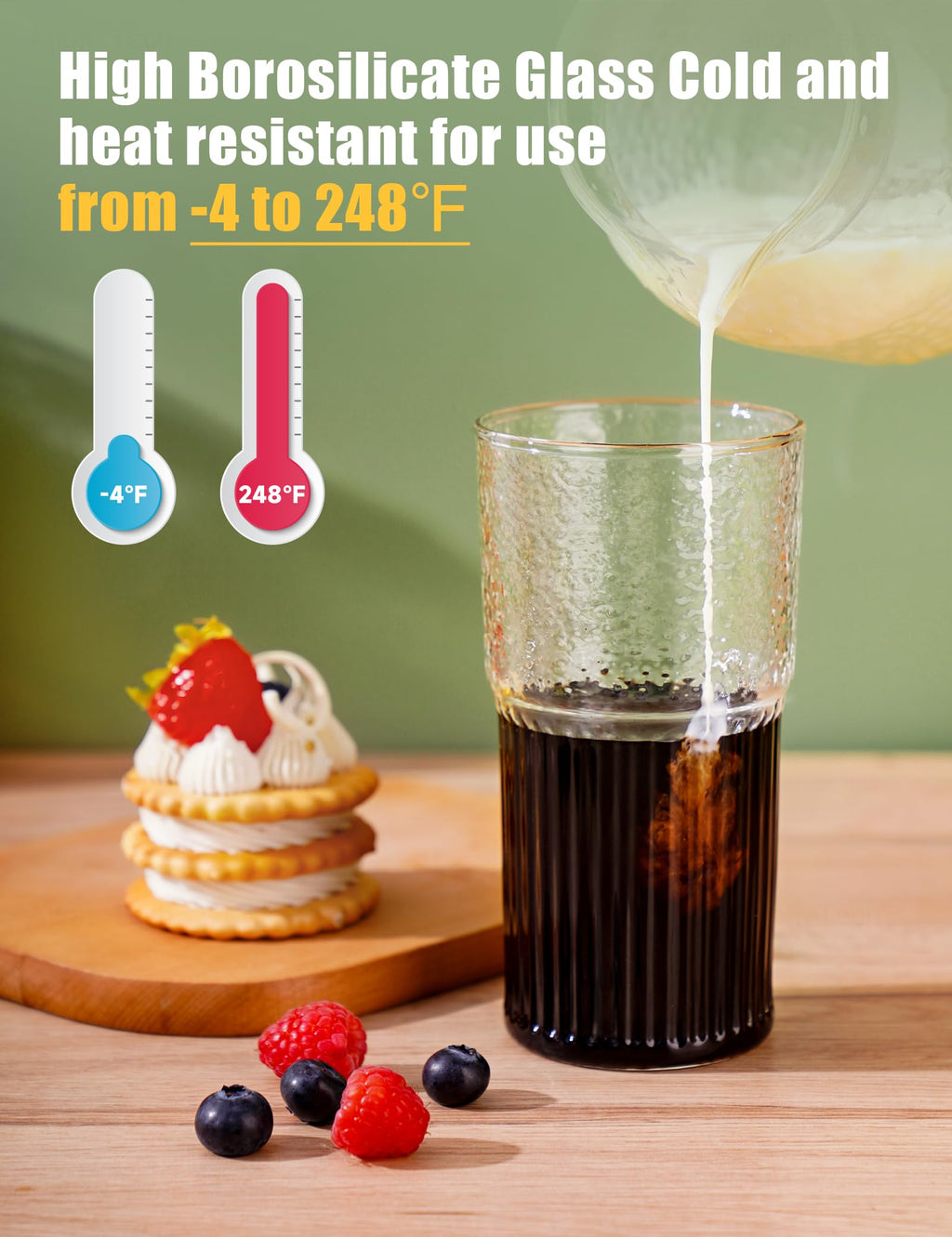 High Borosilicate Glass Tumbler Cup with Lid and Straw, 22oz Clear 2 Pack G3895